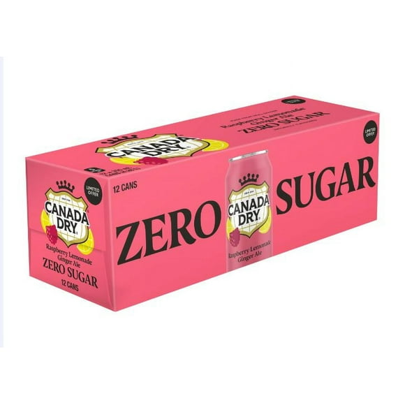 Canada Dry Raspberry Lemon Ginger Ale Zero Sugar, Canada Dry Raspberry Lemonade Ginger Ale Zero Sugar brings the crisp and refreshing taste of Ginger Ale blended with a delicious twist of raspberry lemonade flavour, without the sugar.