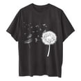 thumbnail image 4 of WREESH Women's Oversized Round-Neck T-Shirts Casual Loose Short Sleeve Printed Blouses Gray, 4 of 5