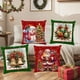 thumbnail image 3 of Juego de 4 fundas de almohada navideñas | Fundas de almohada con estampado navideño de Papá Noel | Fundas de cojín decorativas de poliéster de 45 x 45 cm para sofá cama y salón, 3 of 5