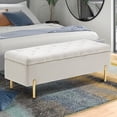 thumbnail image 3 of Andeworld Ottoman with Storage Bench, Modern Velvet Upholstered Rectangular Tufted Footstool Bench, Large Storage Bench for Bedroom,Living Room,Entryway (Ivory), 3 of 7
