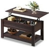 fangmm Modern Lift Top Coffee Table Rustic Coffee Table with Storage Shelf and Hidden Compartment Wood Lift Tabletop for Home Living Room Rustic Brown.