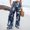 Navy, variant on Women's Printed Elastic High Waist Wide Pants Casual Wide Leg Long Casual Belt Pocket Cabana Pants Loose Fit Pants for Women Casual Pants Women Casual Stretch Womens High Waist Pants Casual Womens