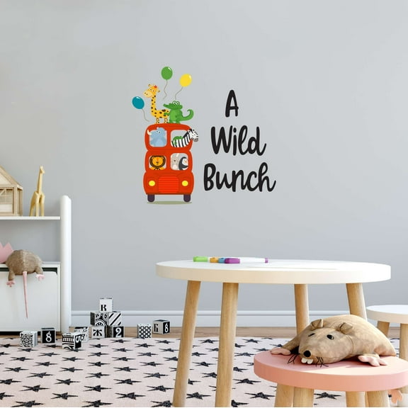 Balloons Zoo Animals On Bus A Wild Bunch Zoo Africa Zebra Lion Safari Jungle Endangered Species Hippo Alligator Giraffe Tiger Wilderness Holiday Gift Ideas Wall Decal Sticker - Size: 40 In X 40 In