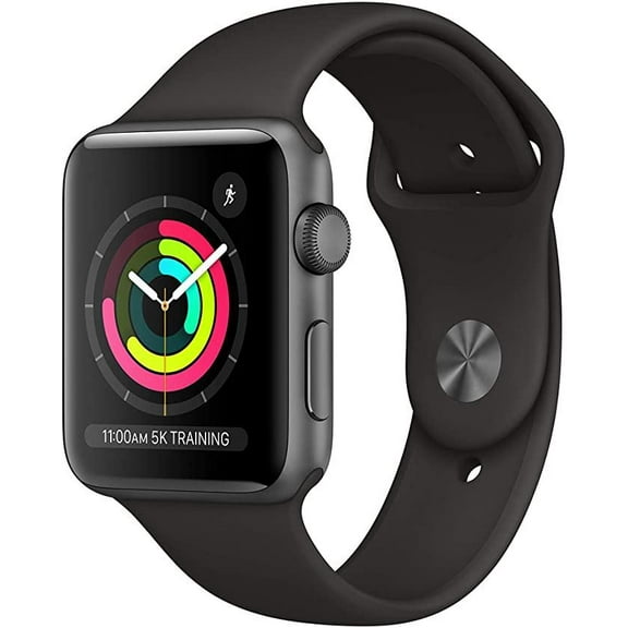 Restored Apple Watch Series 3 42MM Space Gray - Aluminum Case - Black Sport Band (Refurbished)