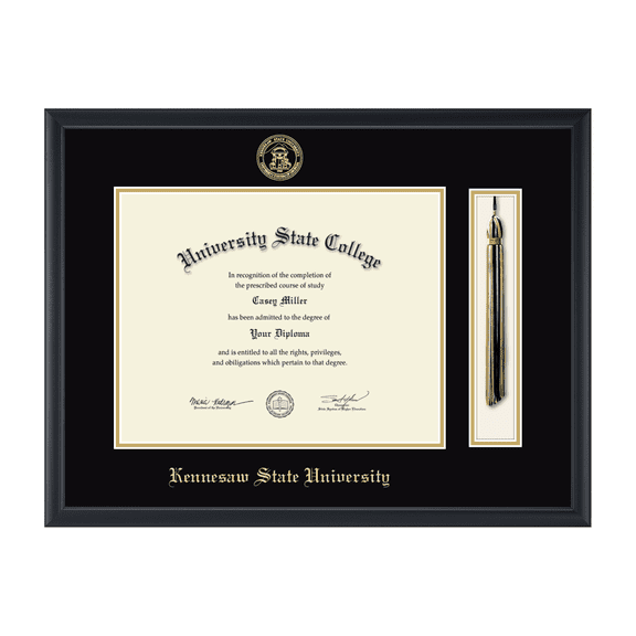 Framerly - KSU Tassel Diploma Frame with Black and Gold Mat