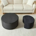 thumbnail image 3 of Resenkos Nesting Coffee Table Set of 2, Upholstered Round Foam Tables for Living Room, Side/End Table Ottoman, No Assembly - Black, 3 of 20