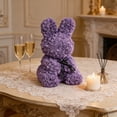 thumbnail image 6 of Hyknon Valentine's Day Bunny Shape Artificial Rose with Lights, Cute Large Flower Rabbit Sculpture Ornaments with Bowknot, Handmade Multifunctional Bunny Statue for Gift Wedding Home Decor, Purple, 6 of 6