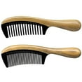 thumbnail image 4 of Onedor Extra Length Handmade 100% Natural Green Sandalwood With Buffalo Horn Fine Tooth Hair Combs - Anti-Static Sandalwood Scent Natural Hair Detangler Wooden Comb (Wide & Fine Tooth Combs), 4 of 6