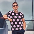 thumbnail image 4 of Fotbe Pink Groovy Disco Ball Pattern Men’s Golf Polo Shirt – Breathable Performance Golf Shirt with Button-Down Collar-4X-Large, 4 of 6