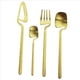 thumbnail image 3 of Juego de Cubiertos Mate, Vajilla de Acero Inoxidable, Juego de Cubiertos, Cuchillo, Tenedor, Cuchara, Juego de Vajilla, Juego de Fiesta (Dorado, 16 Piezas), 3 of 5