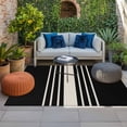 thumbnail image 2 of Black Beige Striped Outdoor Rug for Patio/Deck/Porch, Non-Slip Large Area Rug 3 x 5 Ft, Modern Farmhouse Retro Lines Indoor Outdoor Rugs Washable Area Rugs, Reversible Camping Rug Carpet Runner, 2 of 8