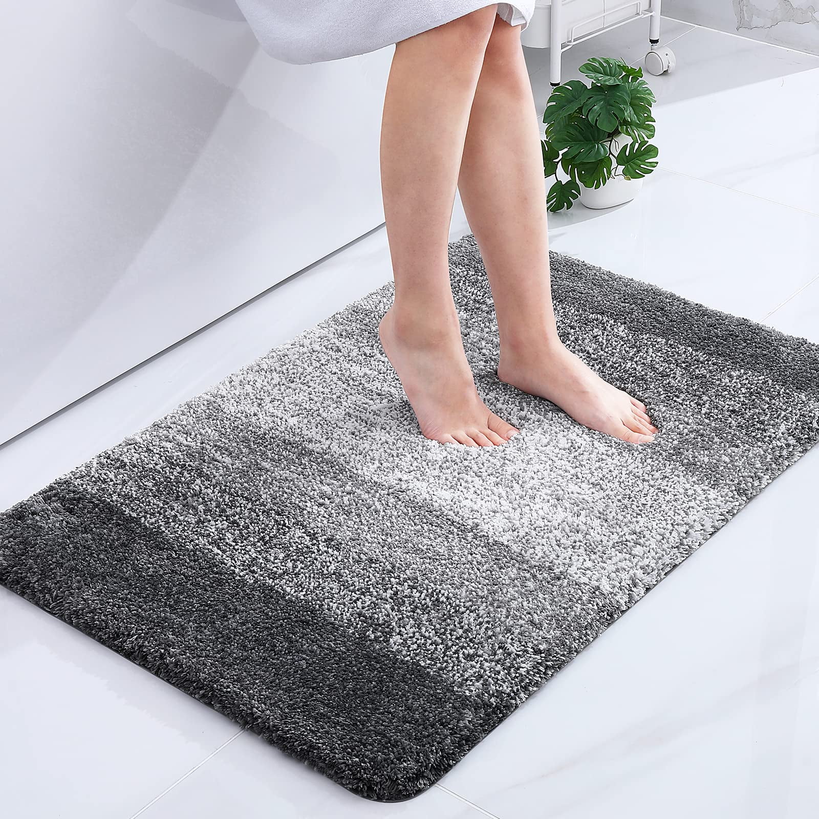 Buganda Microfiber Bathroom Rugs, 24"x36" Grey Luxury Extra Soft and Absorbent Bathr Mat, Non