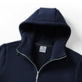 thumbnail image 4 of ZAZYULZ Women's Fall and Winter Solid Color Zipper Thickened Double Polar Fleece Hooded Coat Plus Size Soft Comfort Fit Casual Coat(Dark Blue,M), 4 of 9