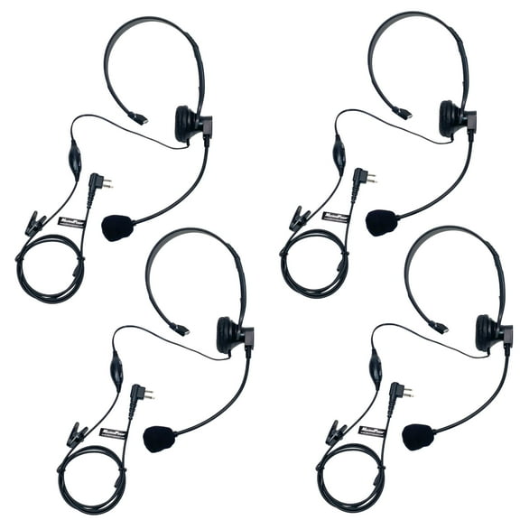 MaximalPower Overhead Headset with Boom Mic PTT VOX Microphone Walkie Talkie Earpiece for Motorola CP200 CP200D CLS1410 RDM2070D RDV5100 Two Way Radio (4 Pack)