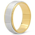 thumbnail image 1 of 10K Two Tone Gold Men's Ladies Unisex Ring 7 MM Flat Fancy Shiny Polished Wedding Band, 1 of 1