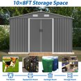 thumbnail image 4 of 10 x 8FT Outdoor Storage Shed, All Weather Metal Sheds with Metal Foundation and Lockable Doors, Tool Storage House Shed for Garden, Patio, Backyard, Lawn, Grey, 4 of 9