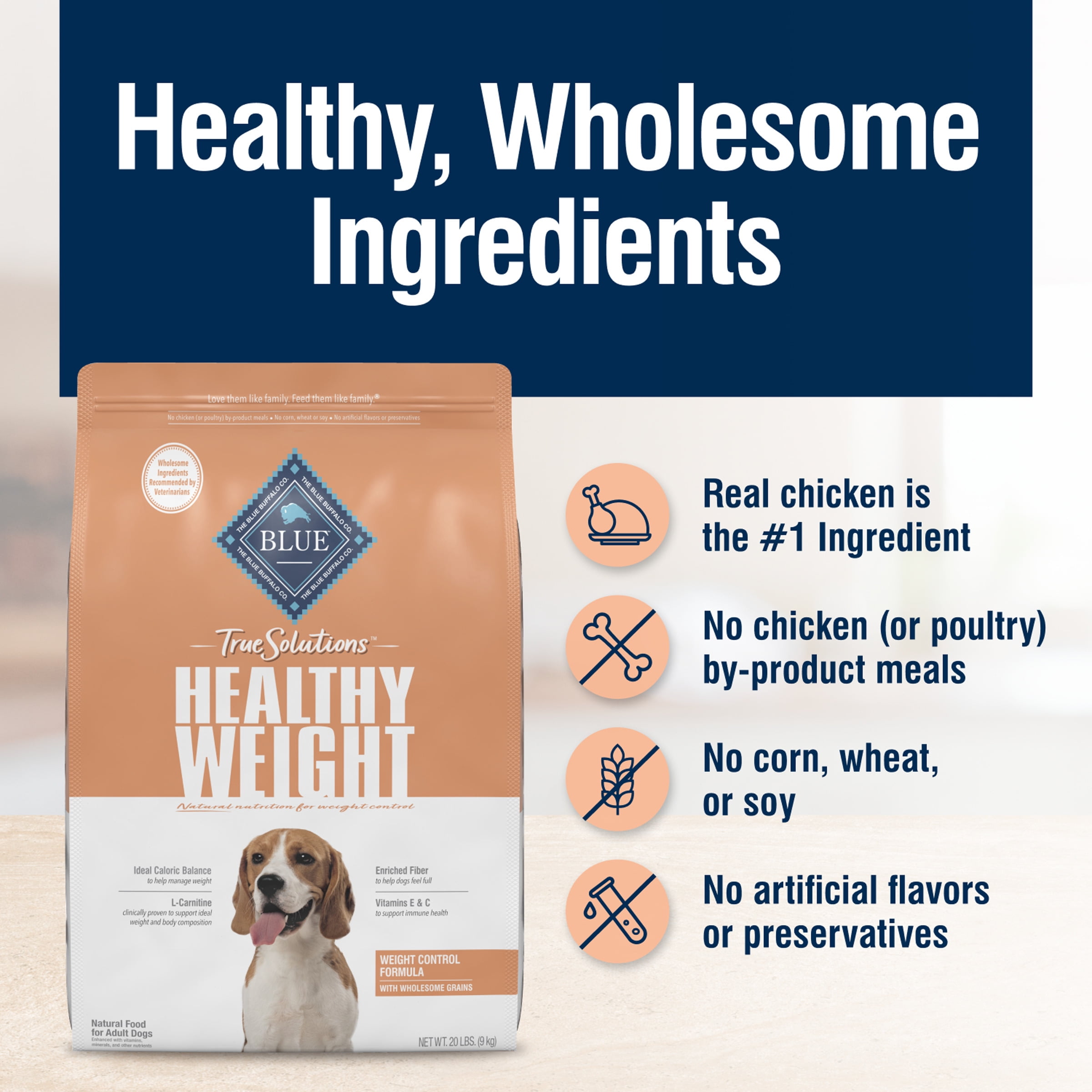 BLUE True Solutions Healthy Weight Adult Dog Dry Food Chicken 11 lb