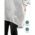thumbnail image 6 of Bare Homey Adult Size Microplush Wearable Blanket - Zipper Side Pockets - Warm - Velvety Soft, Light Gray, 6 of 9