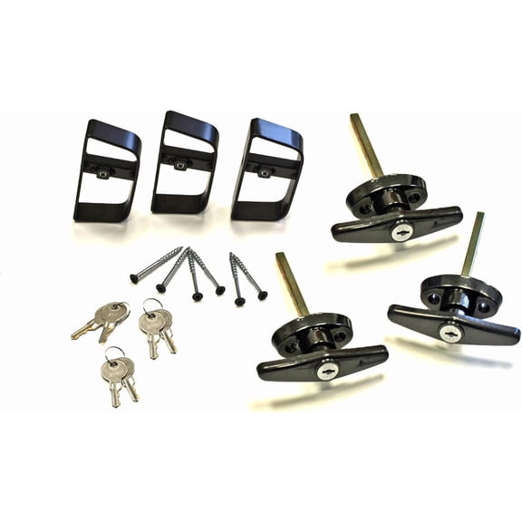 Doors & Door Hardware Black T Handle Door Lock Set - shed, gate, Playhouse, coops (4.5", Keyed Alike - Set of 3)