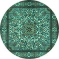 thumbnail image 1 of Ahgly Company Machine Washable Indoor Round Persian Turquoise Blue Traditional Area Rugs, 7' Round, 1 of 4