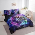 thumbnail image 3 of Cartoon Tiger Twin Comforter Set 7-Piece Watercolor Animal Bedding Comforter Sets Psychedelic Galaxy Stars Bed in a Bag Rainbow Graffiti Bedding Set Trippy Nebula Cosmos Bed Sheets Set, 3 of 6