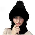 thumbnail image 4 of 3 in 1 Beanie Hat for Women, Womens Balaclava Winter, Cold Knitted Hats Wind Resistant Hooded Scarf, Thick Plush-Lined Black L, 4 of 4