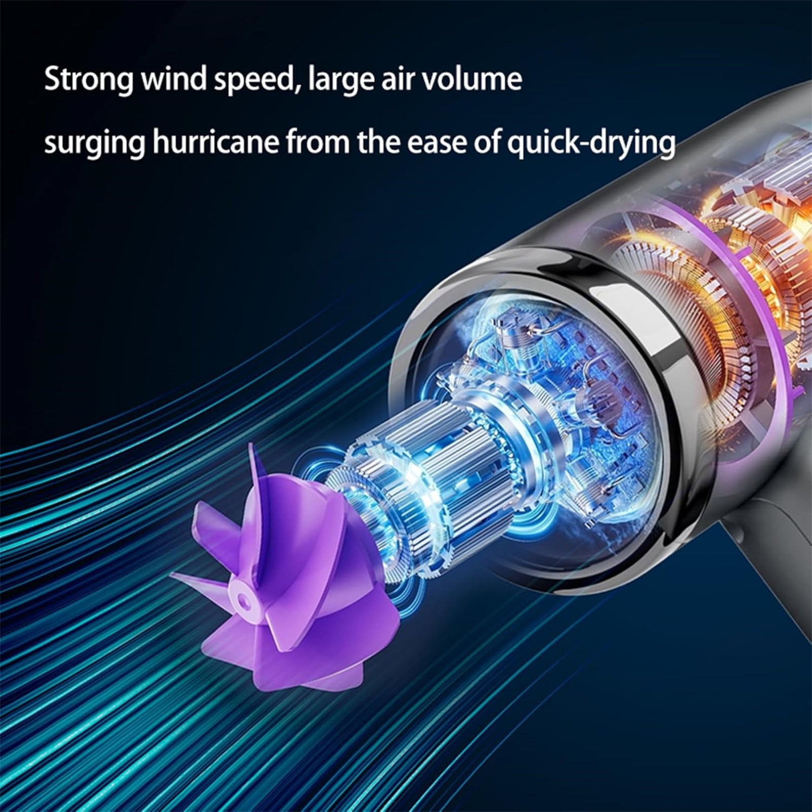 Tuscom Cordless Hair Dryer 100,000RPM USB Rechargeable - 15,000mAh Battery, 200W Fast Drying, Lightweight & Portable for Travel, Home, Camping