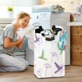 thumbnail image 5 of Yayeee Freestanding Laundry Hamper with Handle Collapsible Large Storage Basket for Clothes, Purple Birds, 5 of 7