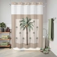 thumbnail image 6 of No Hook Shower Curtain, Palm Trees Shower Curtains for Bathroom with See Through Top Window, Brown Tropical Plants Summer Green Waterproof & Washable Bath Curtain Stall 48"x72", 6 of 9