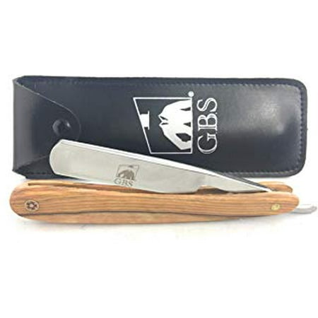 GBS Shave Ready Natural Wood Finish Scales Straight Razor - Comes with Leather case - Vintage Straight Razor, Solid Straight Razor Shaver - Best Gift for (Best Straight Razor With Replaceable Blades)