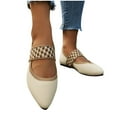 thumbnail image 4 of Xfvqtps Womens Flats Shoes Hollow out Pointed Toe Print Knit Washable Ballet Comfortable Dressy Mary Jane Flat Beige, 4 of 5