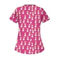 thumbnail image 4 of Scrubs Petite，Scrubs for Women Trendy Easter Printing Plus Size Scrubs Tops Casual V Neck Short Sleeve Uniform with Pocket，Hot Pink，XXXXL, 4 of 4