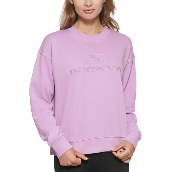 DKNY Womens Embroidered Logo Cotton Sweatshirt