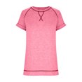 thumbnail image 4 of Qiaocaity Summer Shirts for Women Solid Color Short Sleeve Casual Round Neck Side Split Fashion T Shirt Short Sleeve Round Neck Top Pink S, 4 of 5