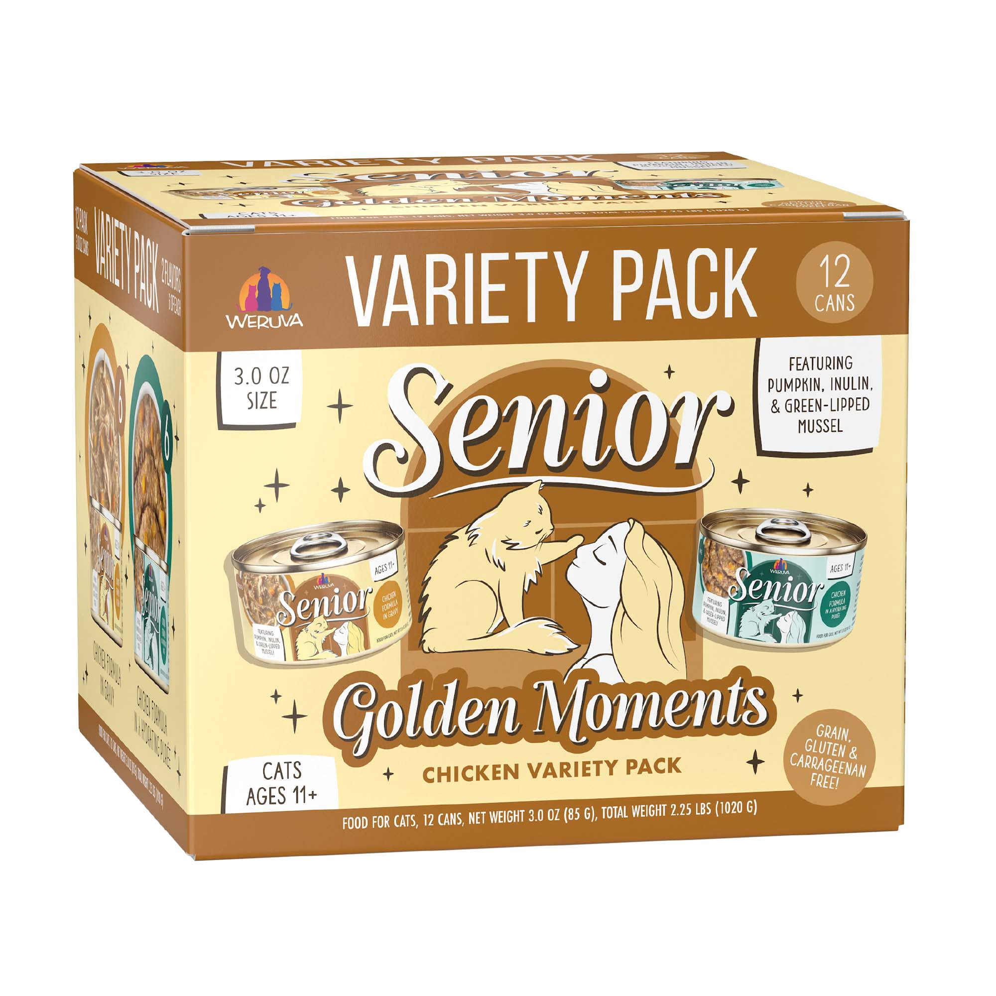 Weruva Senior Golden Moments Variety Pack Wet Cat Food, 3 oz., Count of 12