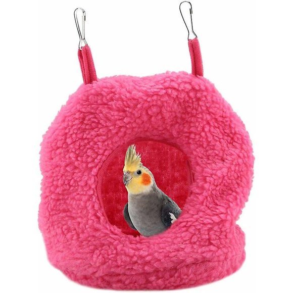 Hamac pour Oiseaux, Nid de Perroquets en Peluche, Lit de Nid d'Oiseaux en Peluche, Berber Berber, Polaire à Bascule pour Perroquet, Macaw Conures (m, Rouge rose)
