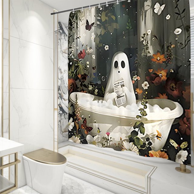 Halloween Shower Curtain Set Shower Curtain Pumpkin Shower Curtain Set With Non Slip Rugs Toilet Lid Cover And Bath Mat