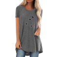 thumbnail image 1 of Hauts d'Été pour Femmes 2023 Mode Femmes T-Shirt Imprimé Col Rond Manches Courtes Tee Décontracté Blouse, 1 of 4