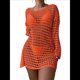 thumbnail image 2 of Vestido de Crochet de Gran Tamaño para Mujer, con Cuello y Aberturas, para Verano 2025. Naranja Rojo Talla Única, 2 of 5