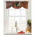 thumbnail image 3 of Rooster Retro Brown Small Curtain Rod Pocket Short Curtains Home Decor Partition Cabinet Door Window Curtains, 3 of 6
