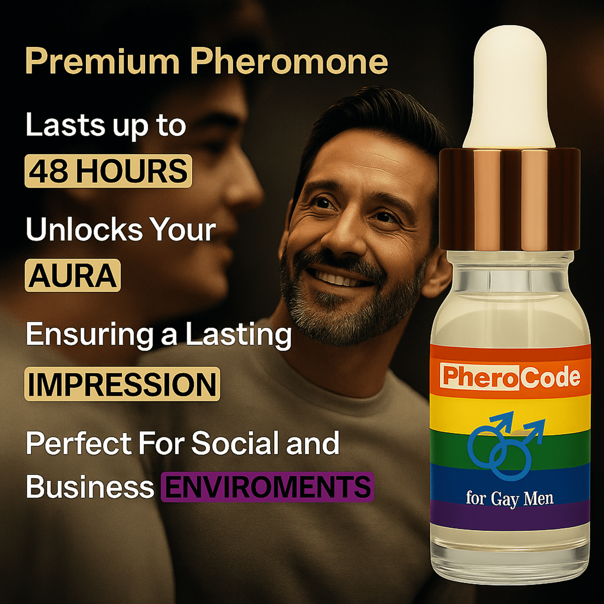 Gay Pheromone Cologne for Men Original CopulinAndrone 0.17 fl oz - 48-Hour Long Lasting Body Oil Crafted for Gay Men - Men's Cologne Perfume Pheromone Oil with Natural Orange Blossom and Sandalwood