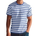 thumbnail image 2 of Mens Short Sleeve T-Shirts Striped Casual Crewneck Basic Shirt Color Block Stretch Summer Beach Tees Sky Blue Xl, 2 of 4