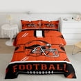 thumbnail image 2 of jejeloiu Rugby Sport City Full Size Comforter Sets,Orange Football Helmet Bedding Sets For Boys Teens Reversible 3-Piece, 2 of 8