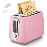 2 Slice Toaster, Deep Slots with Adjustable Browning Control, Defrost and Reheat Functions,Defrost and Reheat Function, Slide Out Crumb Tray,Easy to Use (Color : Pink)