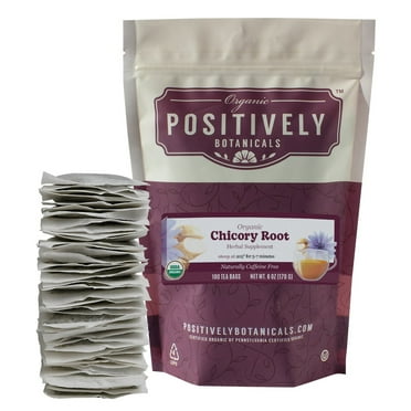 Positively Botanical's Chicory Root Tea Bags, 100 CT tagless tea bags