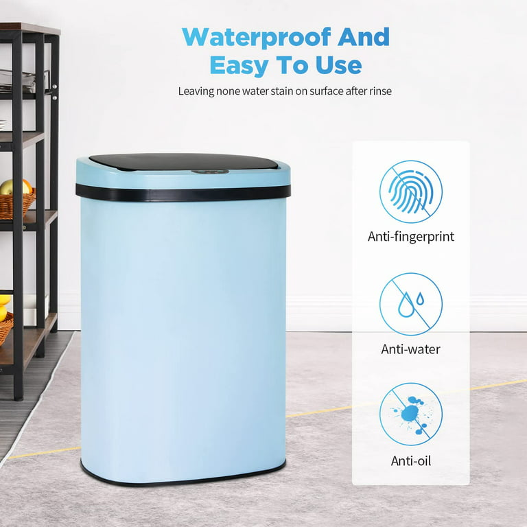 Kitchen Trash Can with Lid, 13 Gallon Automatic Garbage Can for Bathroom  Bedroom Home Office 50 Liter Touch Free High-Capacity Brushed Stainless  Steel Waste Bin 