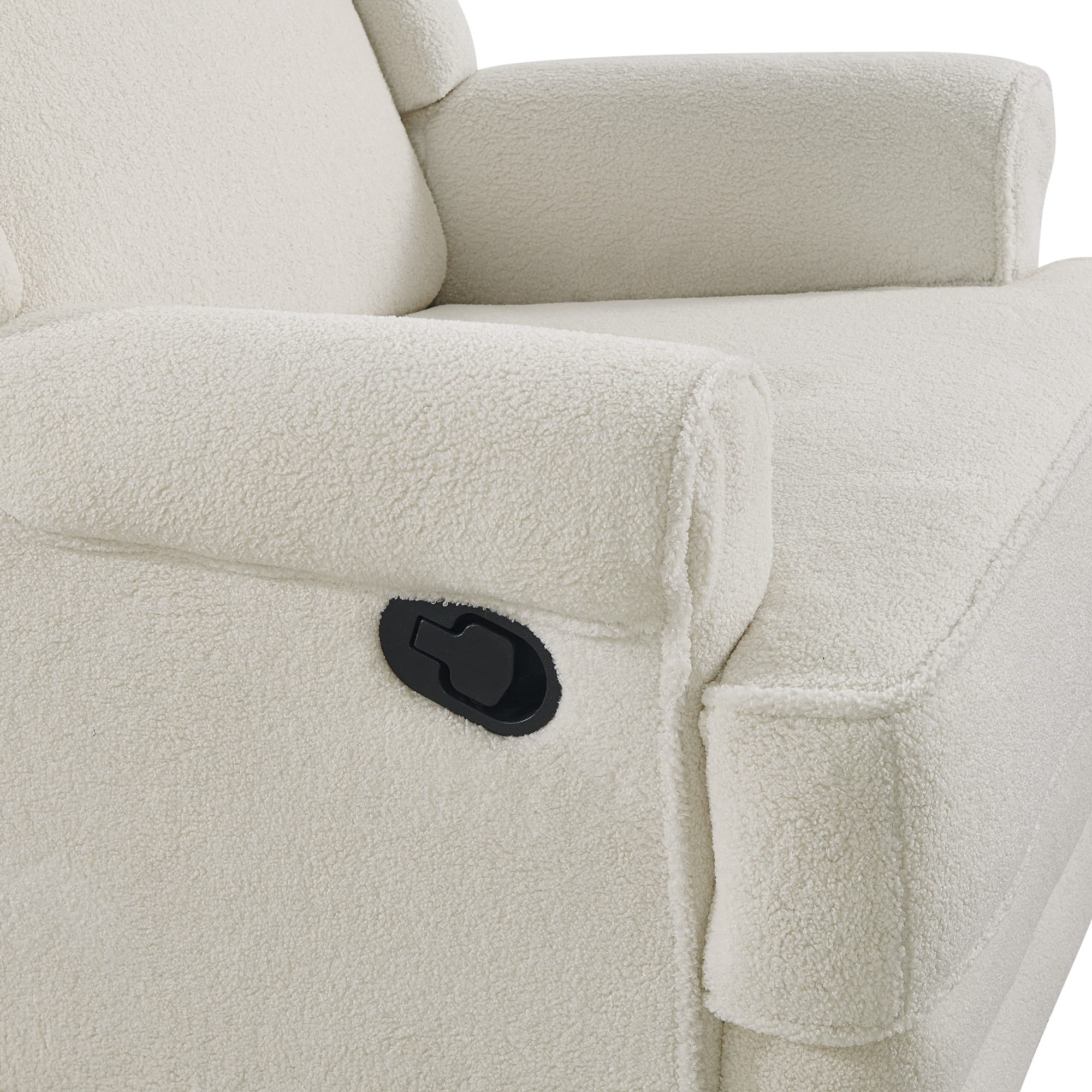 Oxford Baby Teegan Upholstered Glider Recliner Rocking Chair 360° Swivel for Nursery and Living Room – Boucle White​