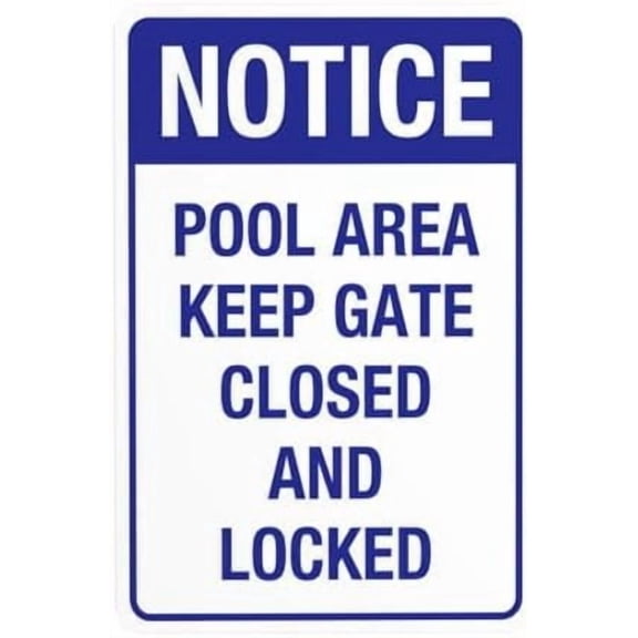 Pool Area Sign, Keep Gate Closed and Locked Warning Sign, Pool Rules Security Metal Signs for Busines Home Outdoor Indoor Road Garage Street Wall Caution Decor 8 x 12 Inch