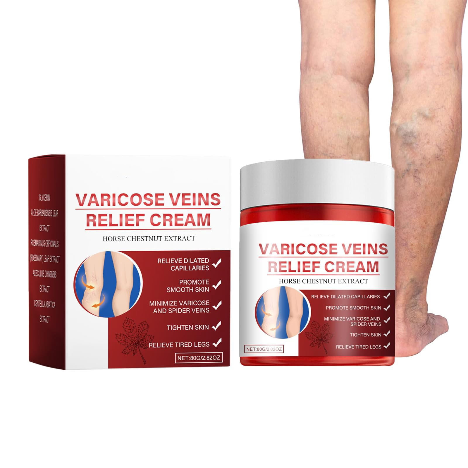 DXOUPM Varicose Vein Cream for Legs Improves Circulation Reduces Spider Veins and Heaviness Soothing Leg 2.82 Oz/80g