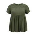 thumbnail image 4 of DARING DIVA Women's Plus Eyelet Embroidery Blouse with Ruffle Hem 4X Army Green, 4 of 5